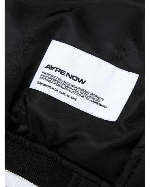 Aape By A Bathing Ape Black Moonface Patch Bomber Jacket for men