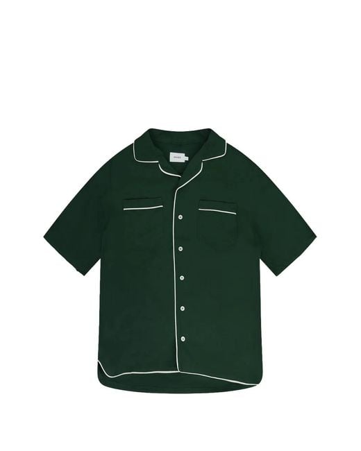 Rhude Green Piping-Detail Pajama Shirt for men