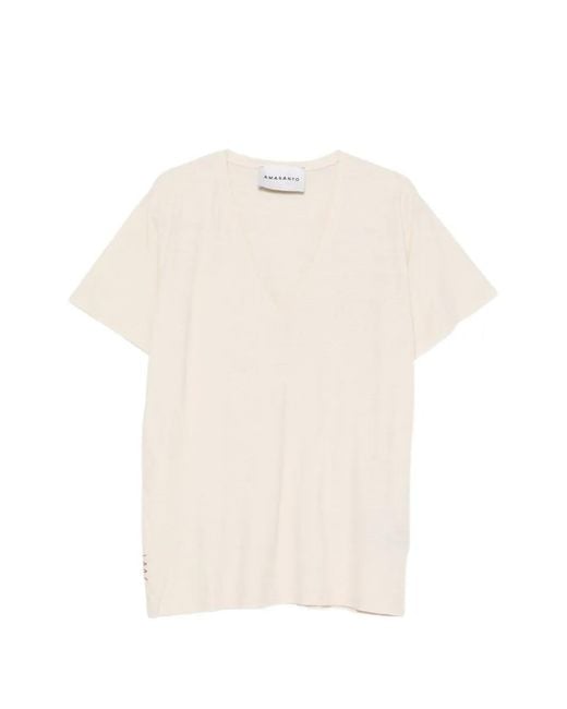 Amaranto White V-Neck T-Shirt for men