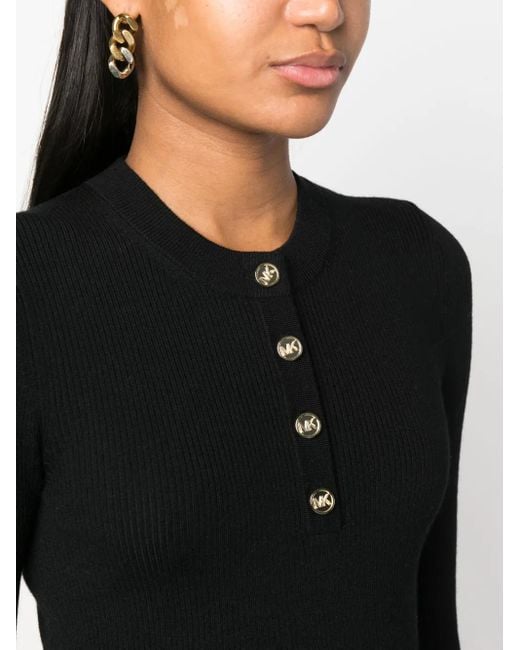 MICHAEL Michael Kors Black Button-Fastening Long-Sleeve Top