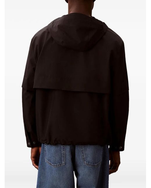 Calvin Klein Black Hooded Logo-Print Jacket for men