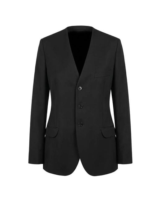 Jil Sander Black Collarless Single-Breasted Blazer