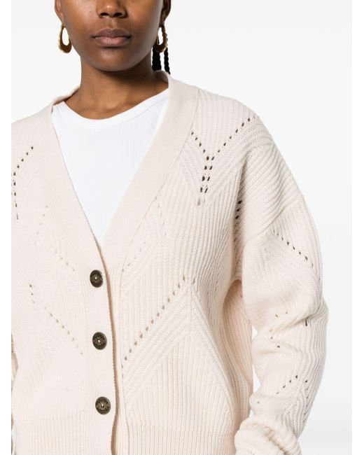 Jacob Cohen Natural Openwork Ribbed-knit Cardigan
