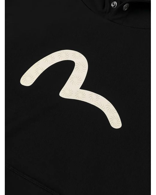 Evisu Black Seagull-Print Hoodie for men