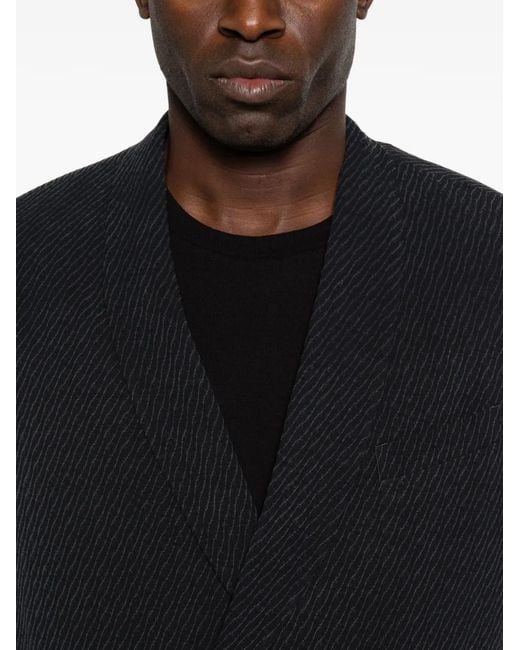 Giorgio Armani Black Pinstripe Single-Button Blazer for men