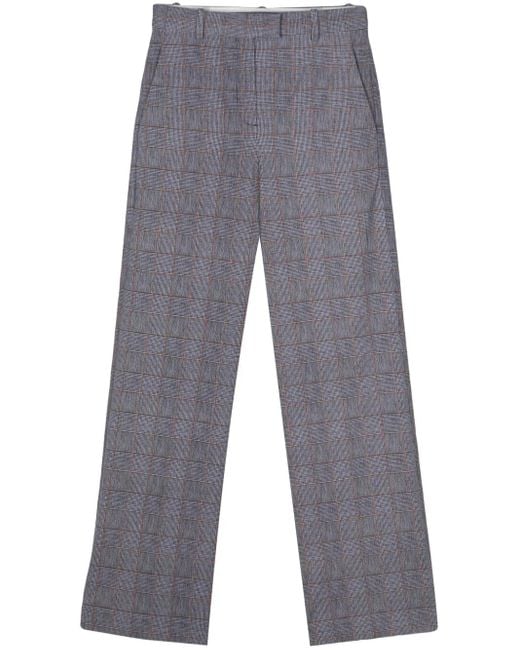 Circolo 1901 Gray Check-Pattern Straight-Leg Trousers