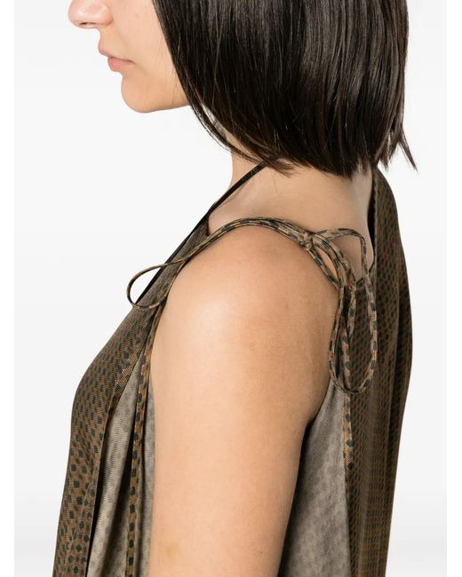 Uma Wang Natural Robe Asymétrique Marta À Imprimé Géométrique