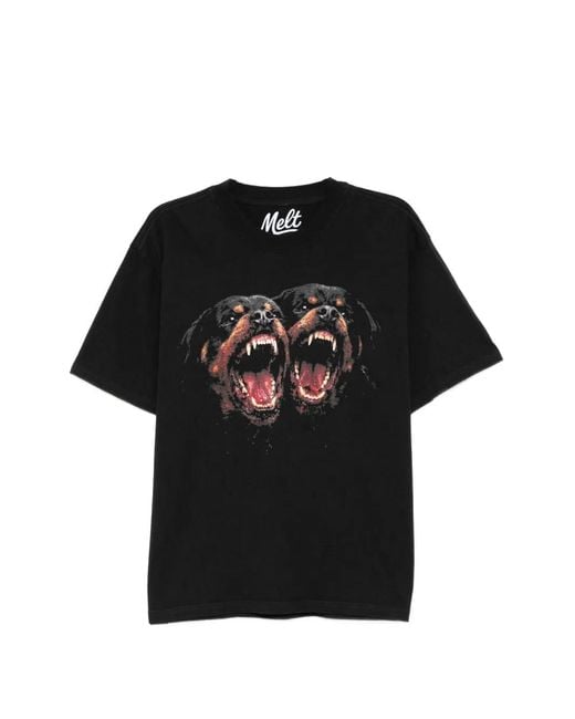 Melt Black Dog-Print T-Shirt for men