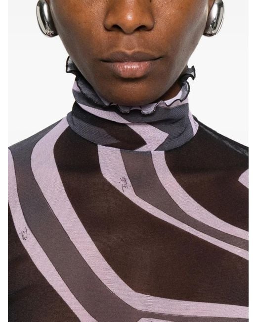 Emilio Pucci Black Abstract-Print Mesh Top