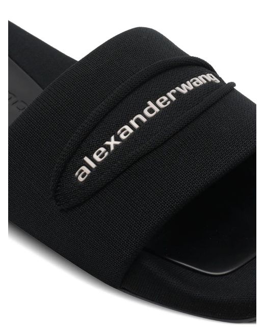 Alexander Wang Black Aw Slash Knit Pool Slide