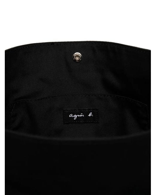 Agnes B. Black Logo-Patch Canvas Tote Bag