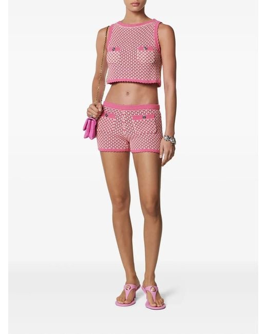 Versace Pink Crochet Knit Top