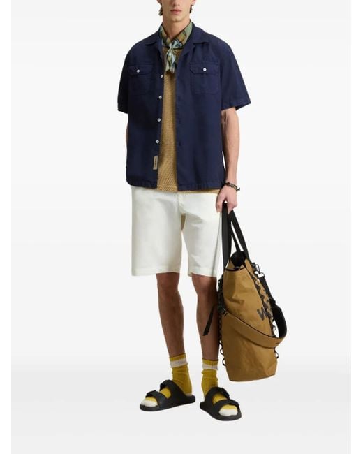 Woolrich Blue Chest-Pockets Button-Down Shirt for men