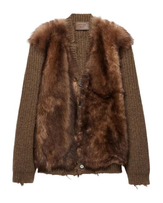 Prada Wollen Vest Met Lammy Afwerking in het Brown voor heren