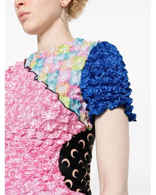MARINE SERRE Pink Popcorn Patchwork T-Shirt