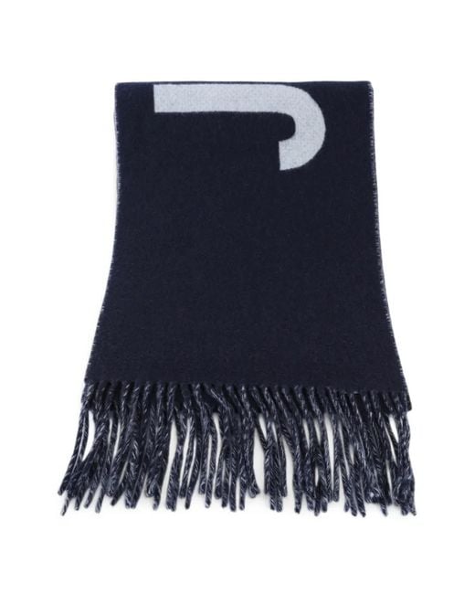 Jacquemus Blue Logo-Embellishment Fringed Scarf