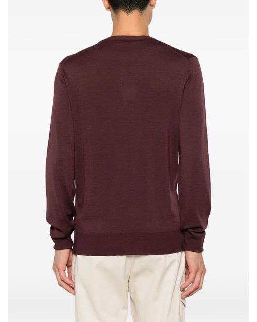 Canali Purple Wool Long-Sleeve Sweater for men