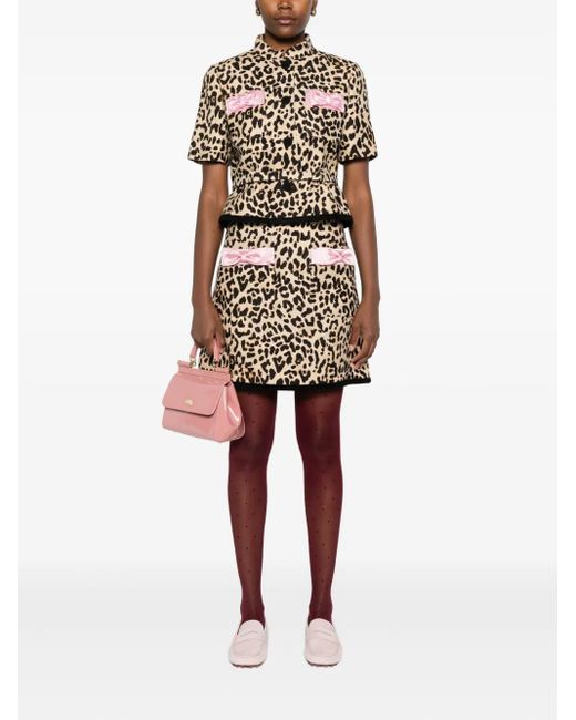 Valentino Garavani Black Animalier Bow-Detail Mini Skirt