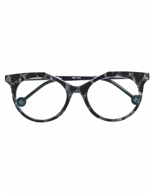 L.A. EYEWORKS バイカラー ラウンド眼鏡フレーム Black