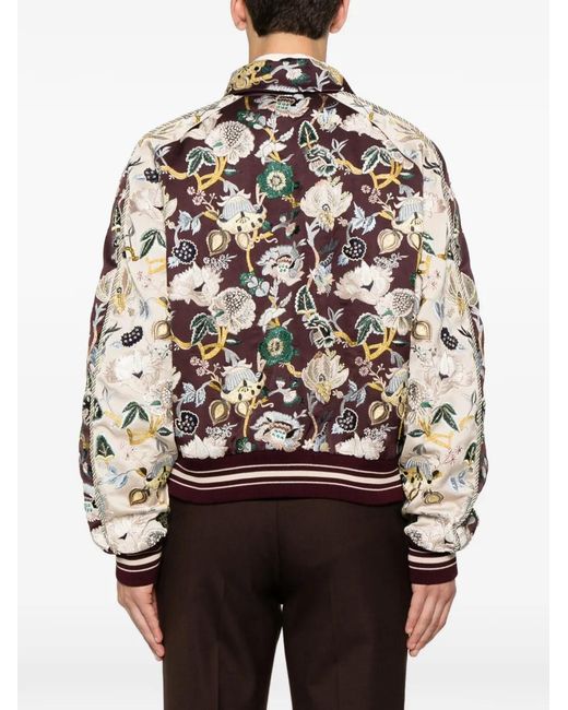 Amiri Brown Floral-Embroidered Bomber Jacket for men