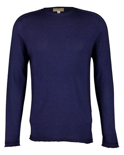 120% Lino Blue Round-neck Cashmere Jumper for men