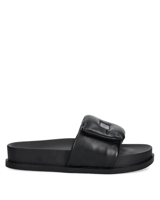 ARMANI EXCHANGE Black Padded Logo-Detail Slides