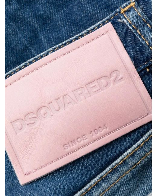 DSquared² Blue Faded Low-Rise Slim-Fit Jeans