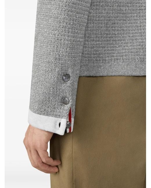 Thom Browne Gray Signature Striped Cardigan Jacket for men