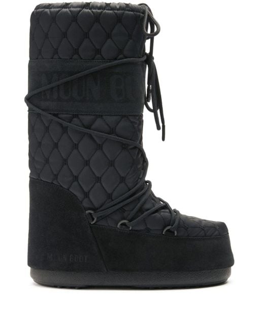 Moon Boot Black Icon Suede-trimmed Quilted Shell Snow Boots