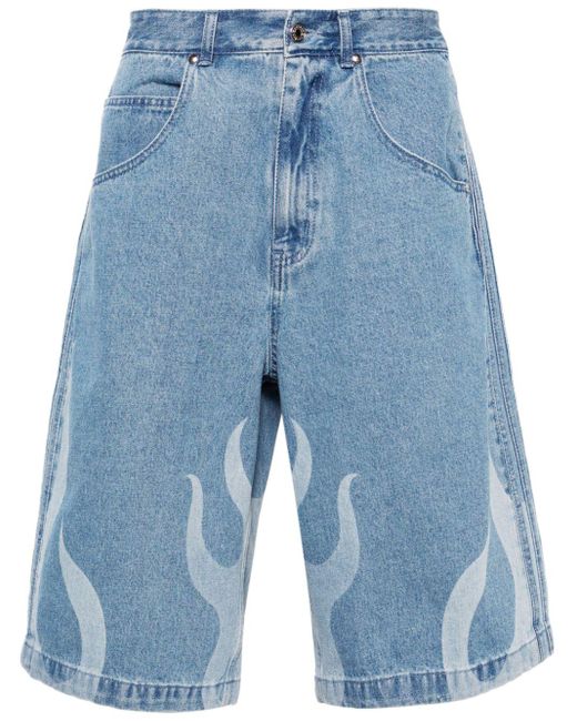 Adidas Jeans-Shorts mit Flammen-Print in Blue für Herren