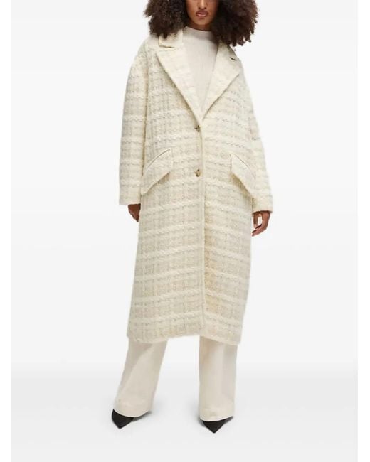 Boss Natural Bouclé-Knit Coat