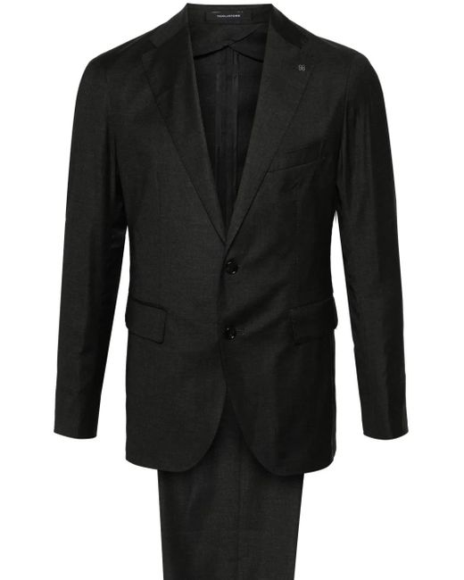 Tagliatore Black Notched-Lapels Single-Breasted Suit for men
