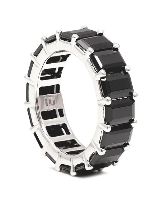 Izabel Display Black Chunky Crystal-Embellished Rings