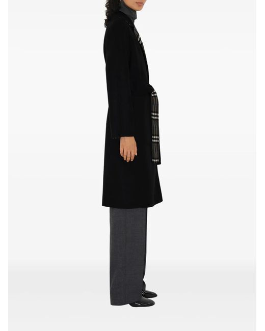 Burberry Black Wool Reversible Wrap Coat