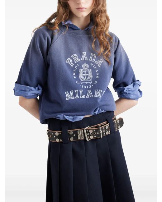 Prada Blue T-Shirt mit Logo-Print