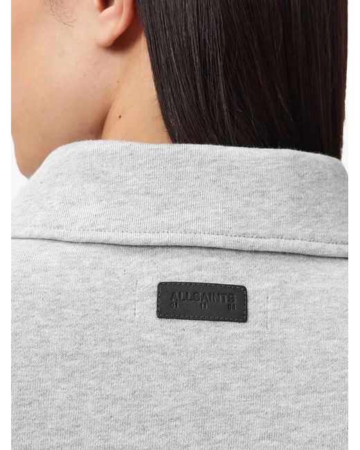 AllSaints Gray Zip-Collared Polo Shirt for men