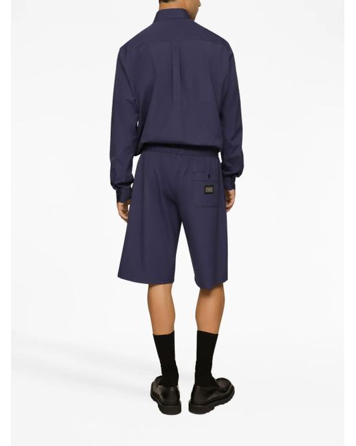 Dolce & Gabbana Blue Cotton jogging Shorts With Logo Tag for men