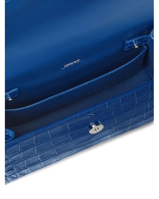 Versace Blue Croc-Effect Medusa '95 Handbag