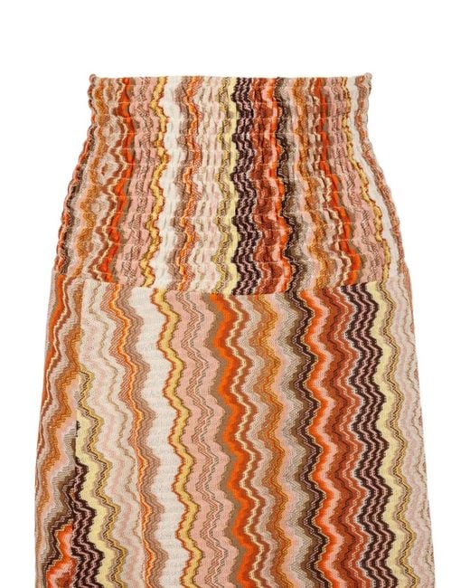 PHO® Firenze Natural Zigzag-Pattern Tiered Maxi Skirt