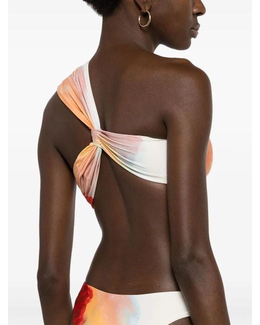 Lenny Niemeyer Pink Floral One-Shoulder Bikini Top
