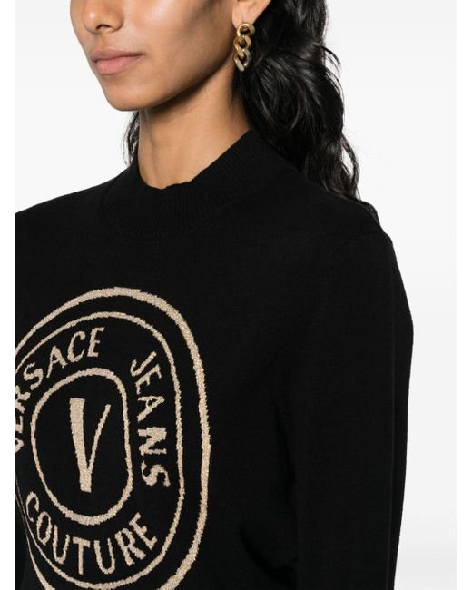 Versace Black Pullover mit Intarsien-Logo