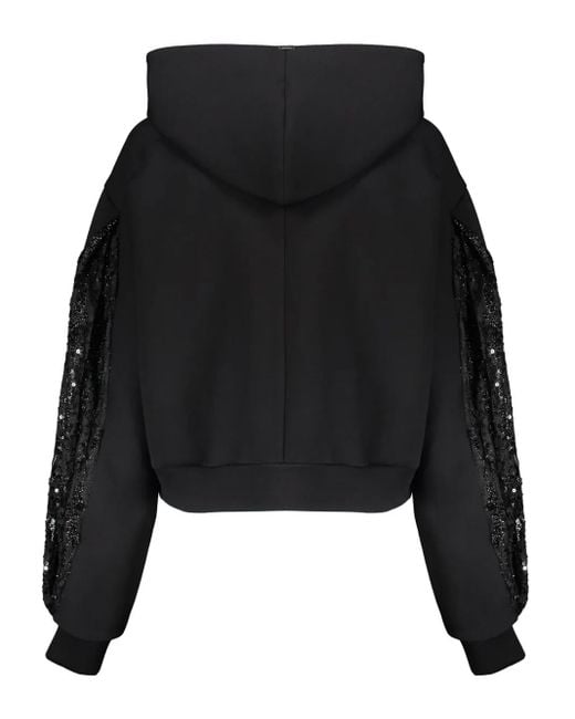 Herno Black Sequin-Embellished Hoodie