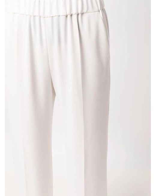 Alberto Biani White High-Waist Wide-Leg Trousers