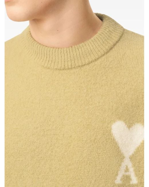 AMI Yellow Alpaca Ami De Coeur Crewneck Sweater