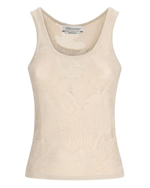 Blumarine Mesh Top Met Roospatroon in het Natural