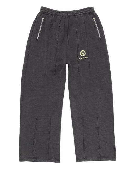 Acne Gray Logo-Print Elasticated-Waist Trousers