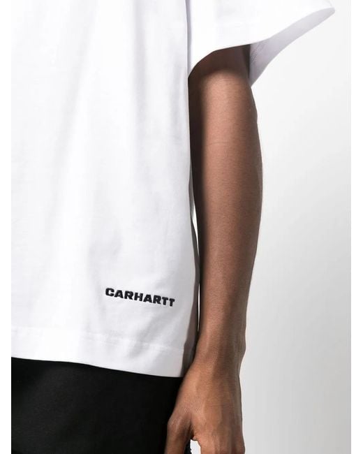 Carhartt White Short Sleeves "Script" Organic Cotton T-Shirt for men