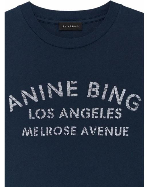 Anine Bing Blue Cade Tee Melrose Stencil