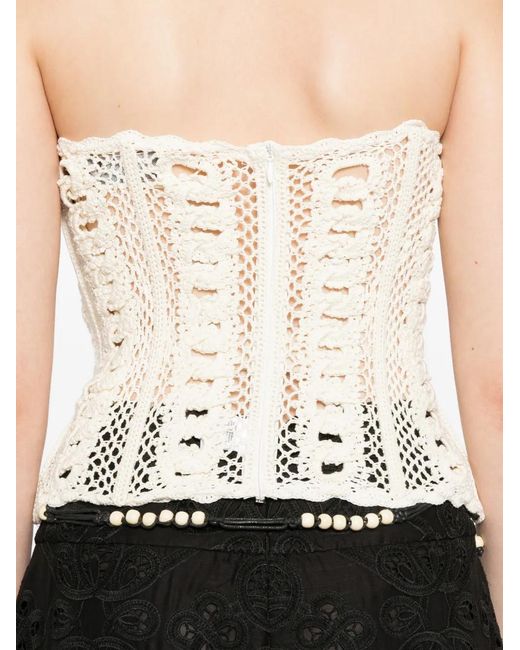 Oscar de la Renta Natural Knitted Tank Top