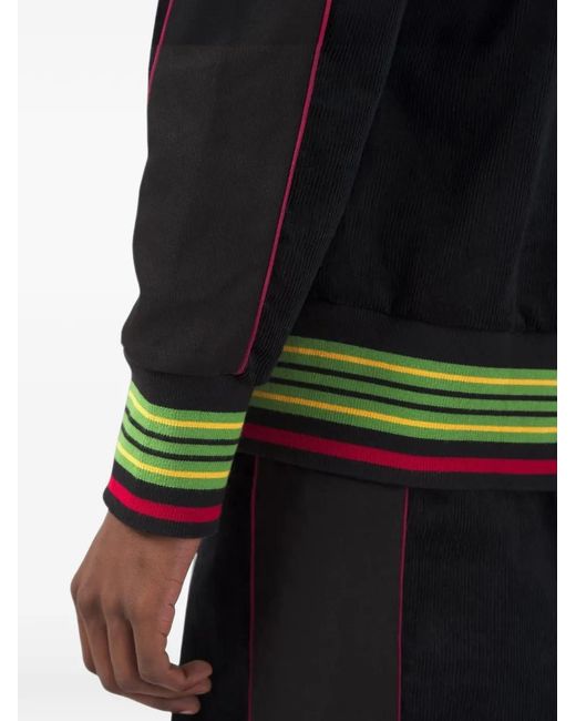 Nicholas Daley Black Warm Up Striped-Trim Zip-Up Jacket for men